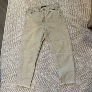 MISGUIDED Denim Petite Women's 'CORD RIOT' Sand HIGHWAISTED MOM JEANS